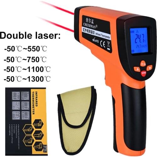 Laser Infrared Thermometer LCD Digital Thermometro Temperature Meter Gun Point -50~1600 Degree Non-Contact BBQ Measurement Tool