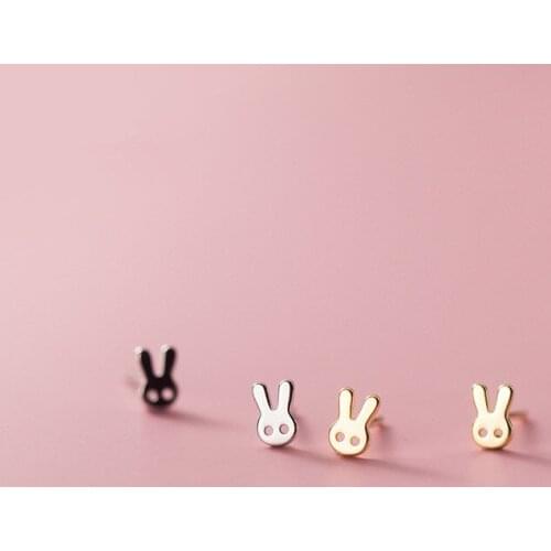 925 Sterling Silver Cute Minimalism Mini Bunny Rabbit Stud Earrings for Women Girl Birthday Jewelry Gift