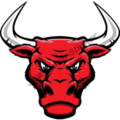 Cartoon Bull Head Red Color Animal Car Sticker Funny Colorful Decal Window Camper Truck Car Body Racing Rally Decor KK12x8cm