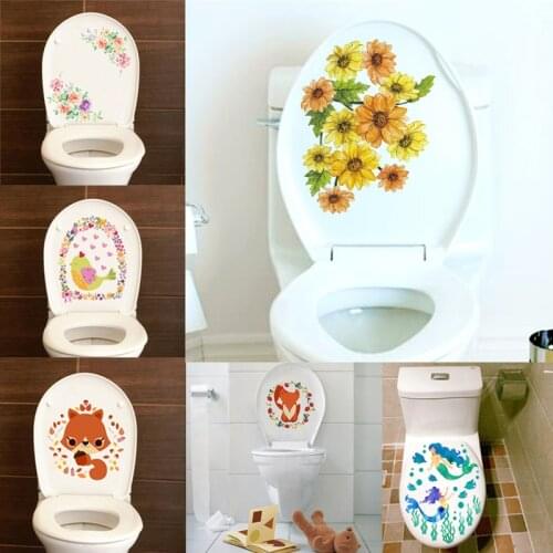 Flower Vine Bird Toilet Stickers Home Decoration Mural Art Bathroom Kitchen Room Decals