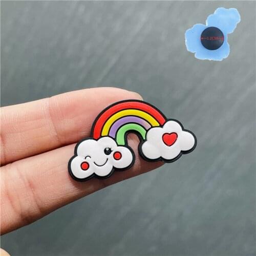 New Arrival 1pcs PVC Rainbow Eye Shoes Accessories Garden Shoe Decorations Fit Croc Jibz Charm Kids Birthday Gifts