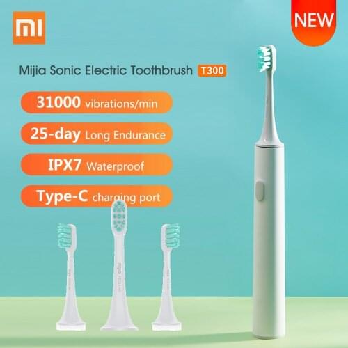 Original T300 Xiaomi Mijia Sonic Electric Toothbrush Rechargeable Adult Electric Tooth Brush Ultrasonic USB Wireless Charging