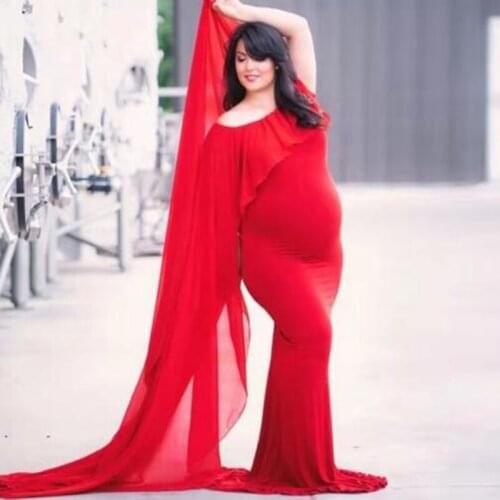 Cape Shoulderless Long Maternity Dresses For Photo Shoot Pregnant Woman Dress Dress Maxi Maternity Gown Women Clothes White Blue