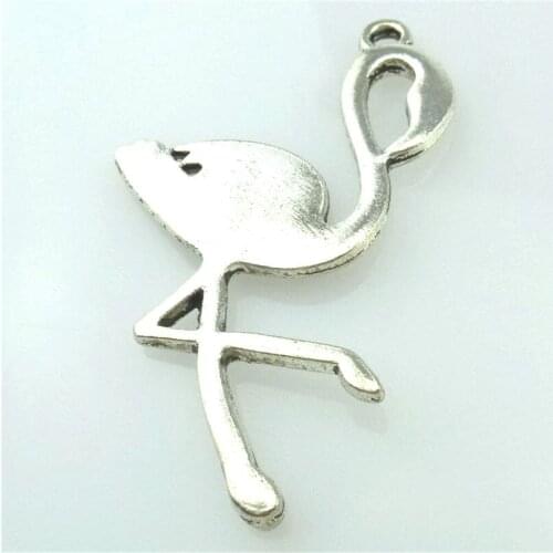 5pcs Antique Silver 41*28mm Flamingos Charms Pendant For Jewelry Making Bracelet Vintage Accessories