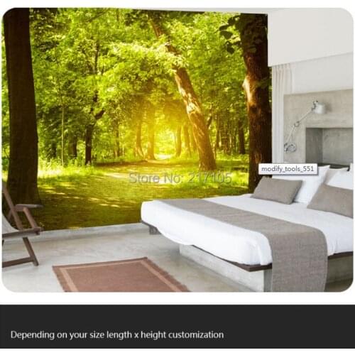 Custom green forest trees natural landscape mural for living room bedroom TV backdrop of modern 3D vinyl wallpaper murals