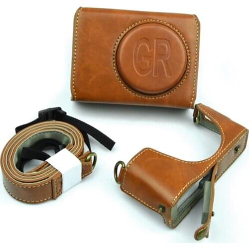 Portable PU leather case camera bag cover For Ricoh GR3 griii grii GR2 Protective shell with shoulder strap