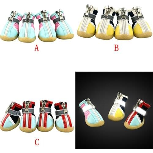 Transparent Net Eyes Small & Medium Dog Suede Zipper Shoes Comfortable Leather Cotton Shoes Multi-Size Anti-Slip Outdoor Shoes