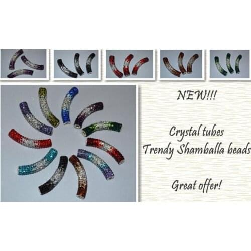 Blue red purple mixed multi color micro pave long bending tube crystal crystal beads.gradual change bead for bracelet h42d