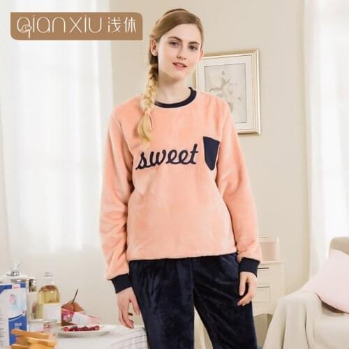SoftFox 2017 Newest Cotton Modal Woman Pajamas For Autumn Winter Letter Full Sleeve Round Neck Woman Sleepwear Free Shipping
