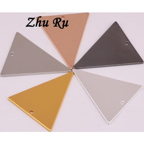 ZHU RU 5pcs/lot 33*25mm perforation hole Triangle copper sheet Supplies for jewelry making findings & components materials