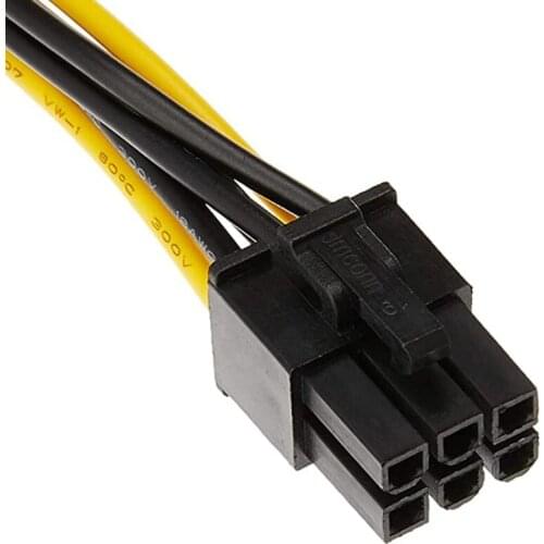28EA Upgrading New SATA 20cm 15-Pin to 6-Pin PCI Express Card Power Cable Graphics Power Cord Black+Yellow 1Pc