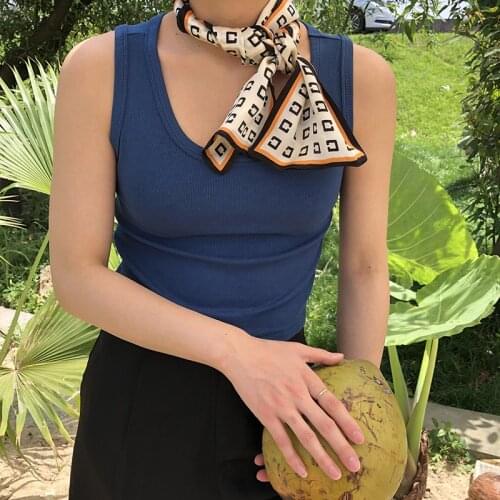 100% Natural Twill silk Long Scarf High Quality Office Lady Delicate Chain Design Silk Bandana Scarf Hijab Small Hair Neck Scarf