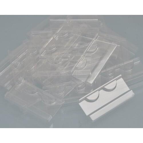 Wholesale 100/pack clear lash trays plastic 25mm mink lashes holder eyelash tray for eyelashes packaging box case bulk vendors