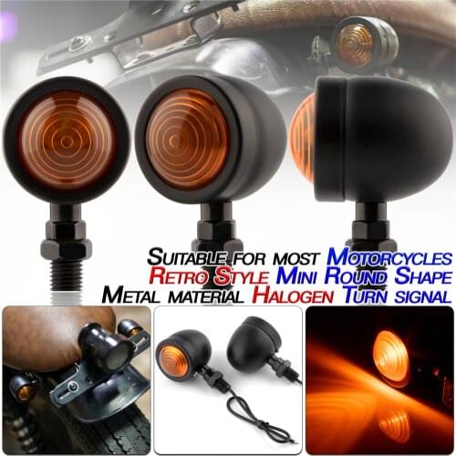 2 pack Amber Motorcycle Motorbike Blinker Headlight Motorcycle Turn Signal Indicator Light 12V Indicator Lamp Bullet Black