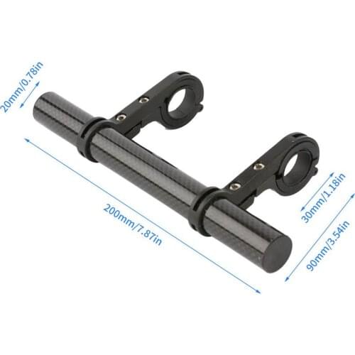 25CM Carbon Tube Bicycle Handlebar Extender Double Clamp Alloy Bracket For 20-30MM Handlebar Extension Bike Light GPS Computer