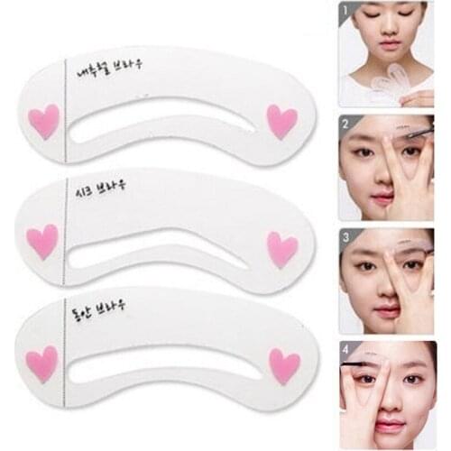 3 Pcs New Eyebrow Stencil Tool Makeup Eye Brow Template Shaper Make Up Tool NN