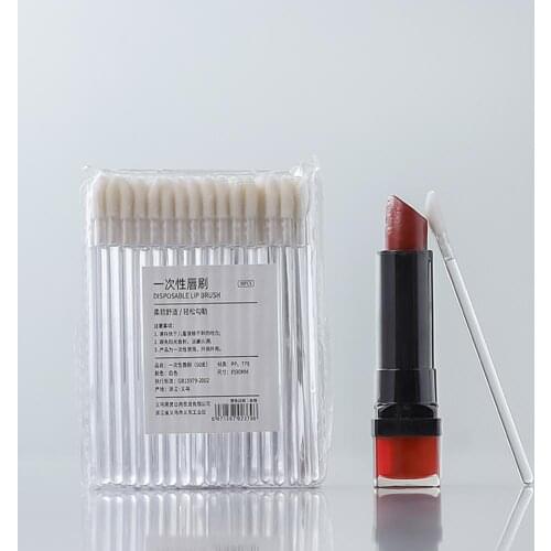 50Pcs/Bag Lip Brush Easy to Use Disposable TPE Rod Lip Brush Lipstick Brush for Beauty