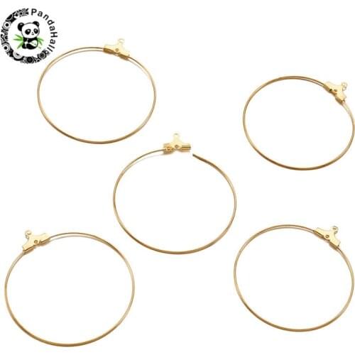 Pandahall 50 pcs Brass Pendants Hoop Earring Findings for Jewelry Findings DIY Making Accessories Golden 40mm Hole: 1mm