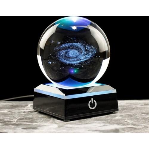 80mm Milky Way Galaxy Crystal Ball 3D Laser Engraved Solar System Planets Miniature Model Global Home Decoration Christmas Gifts