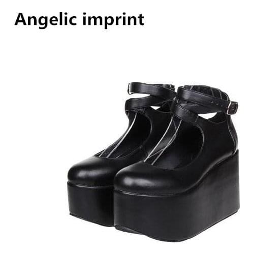 Angelic imprint woman mori girl lolita cosplay shoes lady high heels wedges pumps women princess dress party shoes 33-47 10cm