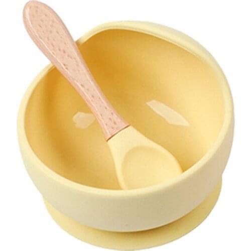 Childrens Dinner Plate Silicone Plate Baby Dining Bowl Spoon Set Anti-Fall Anti-Slip Snack Catcher Baby Plate Baby Feeding