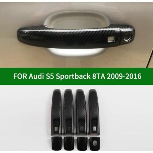 For Audi S5 Sportback 8TA 2009-2016 carbon fibre pattern car door handle covers trim with keyless 2010 2011 2012 2013 2014 2015