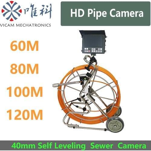 Hot Sale Waterproof Underground Sewer Drain Pipe Inspection System 60m To 120m 9mm Fiberglass Cable And 40mm Self Leveling Camer