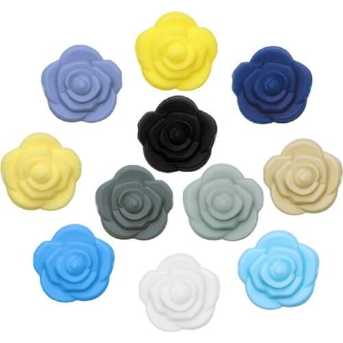 Joepada 10Pcs/lot Mini Rose Flower Silicone Beads BPA free for DIY Baby Teething Jewelry Necklace Accessories Toy Baby Teether