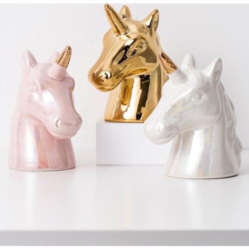 Nordic Home Decoration Cute Ceramic Unicorn Piggy Bank Money Saving Box Coin Bank Tirelire Spaarpot Kids Gift Wedding Souvenir