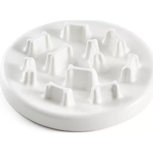 M68E Ceramic Slow Feeder Cats Bowl Interactive Bloat Stop Puzzle Pet Feeding Plate