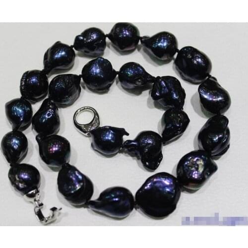 Beautiful Black pearl necklace 12-19 mm 18INCH