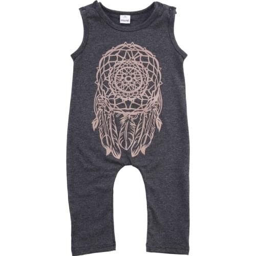 Citgeett Summer Kids Baby Boys Girls Sleeveless Gray Romper Wind Bell Jumpsuit Playsuit Casual Clothes Outfits SS