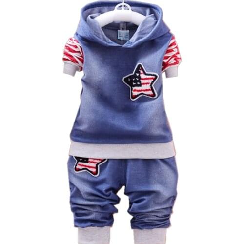 Fashion Children Clothes Autumn Baby Girls Clothing Boys Hoodies Jeans 2 Piece Set Toddler Casual Cotton Costume Kids Tracksuits