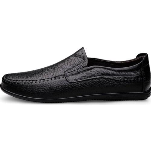 Mens Shoes Loafer Flats Casual Fashion Comfortable Non Slip Hard-Wearing Driving Genuine Leather Low-top Penny Loafer
