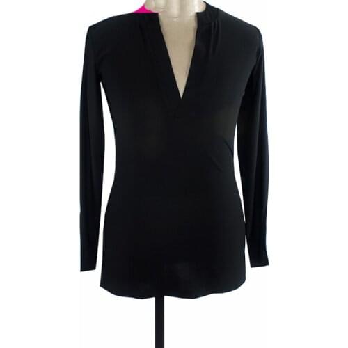 Fantasia Latin Dance Tops for Male Black Blue Elegant Shirt Professional Men Ballroom Samba Competitive Flamenco Clothes N7029