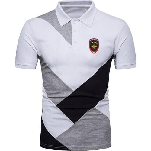 2021 New Mens Russian The Police Letter Print Summer Comfortable Polo Short Sleeve Shirt Fashion High Street Hip Hop Stitching
