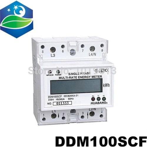 Single phase din rail type watt hour meter with LCD multi-tariff 15(60) 50Hz