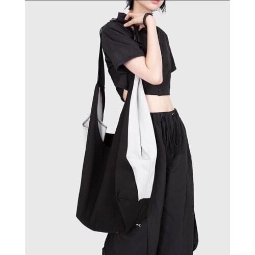 New Large Casual black white Patchwork Handbags Canvas shopping Bag Stitching Shoulder Portable Diagonal Package For Women