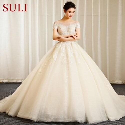 SL-803 ball gown wedding dress vintage elegant lace appliques real price beads short sleeve bride wedding gowns