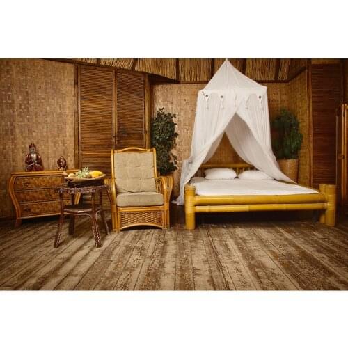 Bedroom Bamboo Bed Wood Floor Photographic Backdrops Vinyl Cloth Backgrounds for Family Children Newborn Photocall Photo Studio