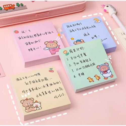 80 Sheets Cartoon Little Bear Ins Style Memo Pad N Times Sticky Notes Memo Notepad Cute Planner Stickers Bookmark Stationery