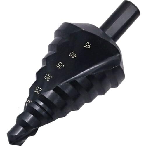 10-45mm Step Drill Bit HSS Cobalt Step Stepped Nitrogen Spiral Step Cone Metal Cutter Metal Cone Triangle Shank Hole Drill Tools