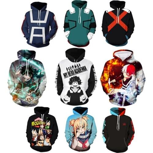 My Hero Academia Midoriya Izuku Hoodies Jackets Cosplay 3D printed zip-up My Hero Academia Todoroki Shoto Hoodies Sweatshirts