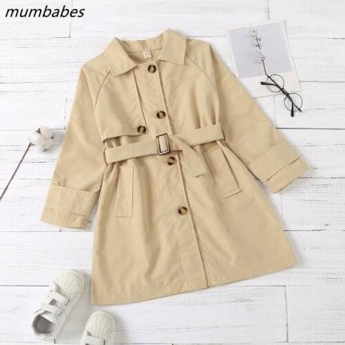 Mumbabes Girls Windbreaker Korean Fashion Children Cotton Jacket Kids Girls Trench Coat Autumn Kids England Teenage Clothes