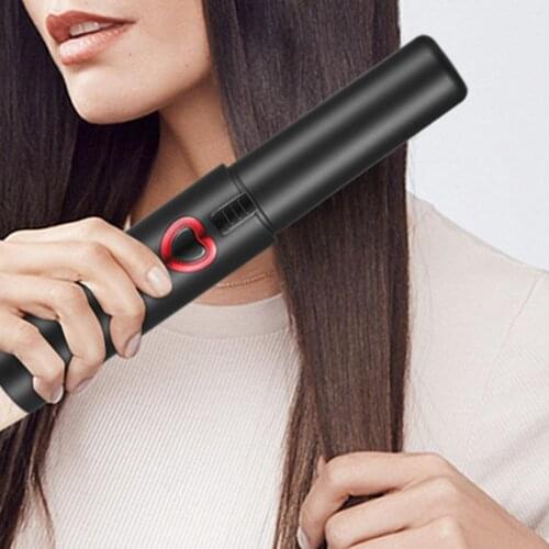 Hair Straightener & Curler Hair Straightener Wireless Easy to Use 2 in 1 Design Rechargeable Wireless Curler for Household Hair
