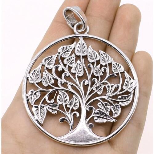 WYSIWYG 1pcs Life Tree Charms Pendant DIY Jewelry Findings Antique Silver Color Tone 62x81mm