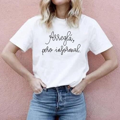 Funny Spanish Letter Print T-shirts Hipster Design Women T Shirt Black White Short Sleeve Summer Cotton Casual Camisetas Mujer