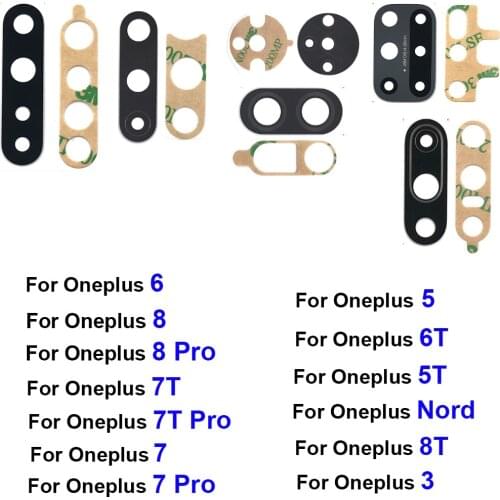 100 Pcs , New Replacement Parts For OnePlus 6 6T 5 5T 7 8 8T Pro Nord Back Rear Camera Glass Lens Wwith Glue