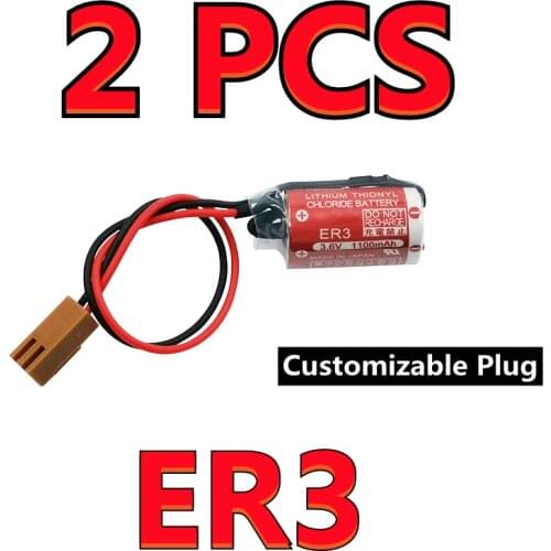 2PCS Original For Maxell ER3 3.6V 1100MAH Horned PLC Lithium Thionyl Chloride Battery With FANAC Connectors (Customizable Plug)