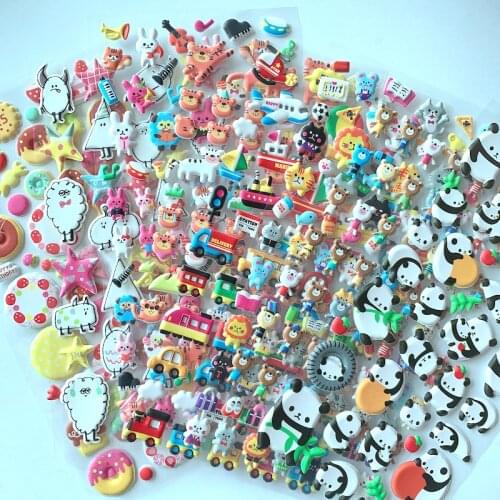 Cute Fruits Hearts Fish Robots Panda Space Alien Donuts 3D Puffy Bubble Sticker Kawaii 3D Animals Crystal Sticker